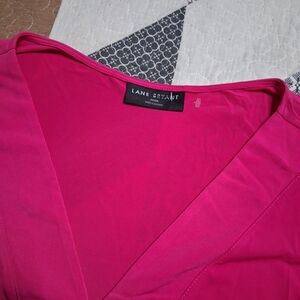 Lane Bryant Bright Fuchsia V-Neck Top